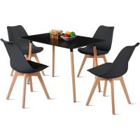 Juego de Mesa de Comedor y Sillas, 1 Mesa Redonda de 80 cm + 4 Sillas Blancas, de Diseño Nórdico - details 76