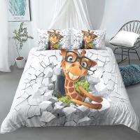 Juego de Ropa de Cama con Elefante y Flores para Bebé Animal de Dibujos Animados Lindo Cubierta de Edredón de Giraffe para Niñas y Niños - details 30