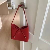 Bolso de cubo con lazo coreano para mujer, bolso de ocio Y2k con lazo para axila, bolso de hombro dulce de cuero Pu - details 5