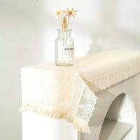 camino de mesa beige, mantel vintage de crochet Ence, tela de mezcla de algodón con borlas, mesa de comedor, restaurante, decoración de boda - details 16