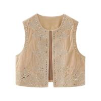 BUNO-Chaleco bordado de terciopelo Vintage para mujer, chaqueta sin mangas con cuello de pico, chalecos elegantes, chalecos de moda para mujer, abrigo 2025 - details 3