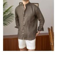 Camisa de Lino para Hombre Verano 2025 Cuello Henley Elegante Manga Larga Transpirable - details 8