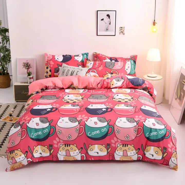Juego de Ropa de Cama de Lujo con Funda de Edredón de Dibujos Animados Lindos para el Hogar Doble Set de Tela para Cama - 1