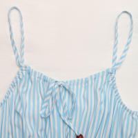 Nuevo vestido informal de verano para mujer, estilo vacacional, a rayas, decorativo y sin mangas. - details 7