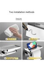 Estante de Teléfono Adhesiva Montada en la Pared para Baño y Cocina Soporte de Papel Higiénico con Encajados en Acero Inoxidable Modunful - details 7