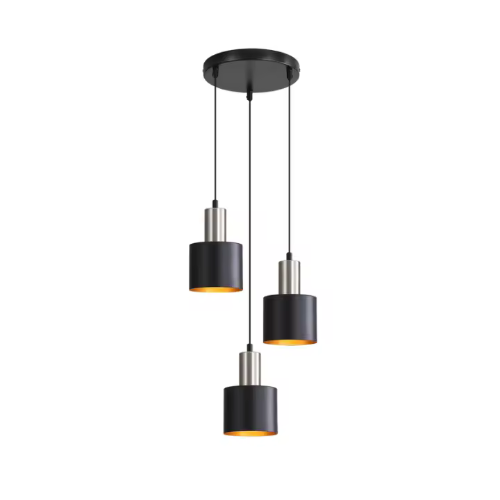 CBJKTX Lámpara colgante para mesa de comedor E27 Lámpara colgante vintage 3 bombillas Negro Oro - 1