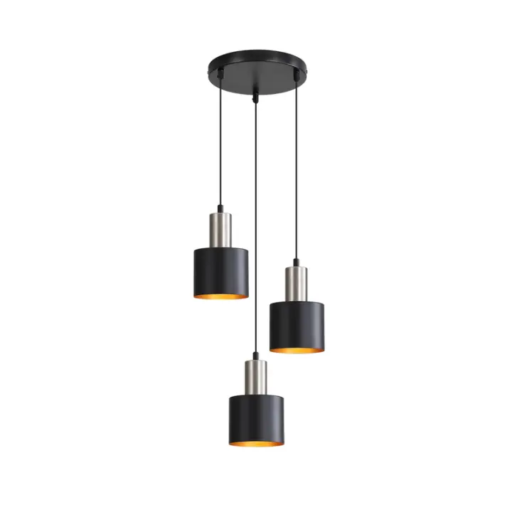 CBJKTX Lámpara colgante para mesa de comedor E27 Lámpara colgante vintage 3 bombillas Negro Oro - 1