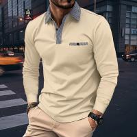 Nueva camiseta de manga larga de moda de primavera y otoño, polo con solapa para hombre a juego con el color. - details 6