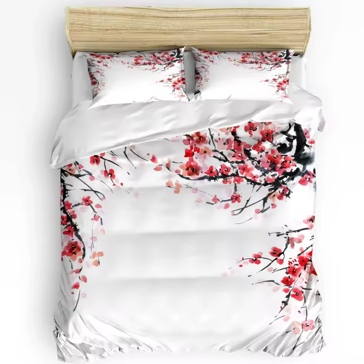 Juego de Ropa de Cama de Estilo Chino de Primavera de Ciruela de Cuero de Gorrión - 1
