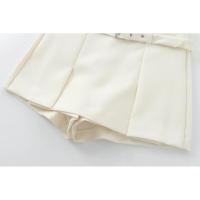 BUNO-Minifaldas y pantalones cortos para mujer, pantalón corto informal liso, cintura alta, holgado, para oficina, moda de verano, ropa, faja decorativa - details 13