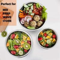 Cuenco con tapa para mezclar y servir, juego de 5 ensaladeras de anidación de acero inoxidable, para cocinar y hornear - details 5