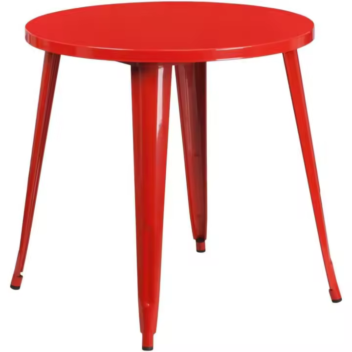 Flash Furniture Muebles Flash Mesa Redonda de Metal para Interiores y Exteriores de Grado Comercial Pulgadas, Caucho, Acero galvanizado, Naranja, 30" Redonda - 1