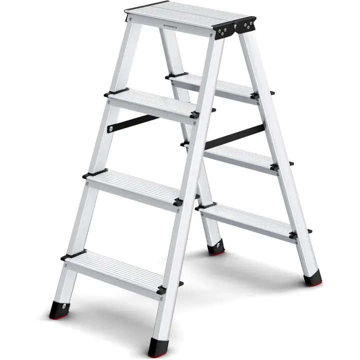 Escalera Plegable Escalera de Mano de Aluminio Antideslizante de 4 Peldaños Multifuncional - 1