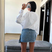 BUNO-estilo Safari falda vaquera con bolsillos grandes, minifaldas sexis ajustadas de cintura media para mujer, moda urbana de verano 2025 para mujer - details 18