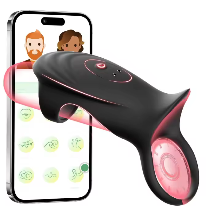 Anillo sexual controlado por aplicación para hombres, 10 fundas vibratorias, vibrador de punto G, parejas, juguetes para adultos, juegos 18+ - 1