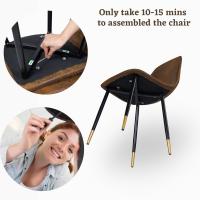 Juego de 4 sillas giratorias de ante para comedor con asiento acolchado, sillas de diseño para salón o cocina, con patas de metal negro, marrón - details 30