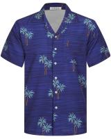 Camisa hawaiana de moda de verano, camisa casual de playa Aloha con estampado de cocoteros y botón grande de manga corta 6XL para hombre - details 1