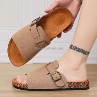 Nuevas sandalias de cuña de corcho para hombre americano con diseño de botones de talla grande 46, zapatillas de verano suaves y cómodas, para caminar en la playa - details 5