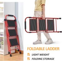 Escalera Plegable 4 Peldaños, Escalera de Tijera con Pedales Antideslizantes Anchos, Barandilla, Escalón Taburete de Acero Portátil Uso Hogar Cocina Oficina, Carga hasta 150 kg, Blanco - details 35