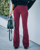 Pantalones acampanados elegantes de cintura alta para mujer, pantalones casuales con cintura elástica, color sólido, 2024 - details 17