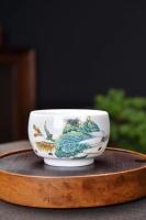 Taza de té azul y blanca única de hielo negro maestro de color esmaltado Jingdezhen, transformada de horno a edificio - details 9