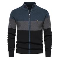 2025 nuevo Otoño e Invierno suéter de Color Patchwork para hombres cárdigans con cremallera para hombres suéter de algodón de alta calidad para hombres jóvenes. - details 0