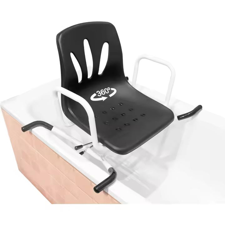 Silla Bañera Personas Mayores, Giratoria 360º, Asiento Adulto, Ortopedia, Antideslizante, Negra - 1