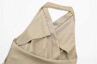OUWU- top halter de satén a la moda para mujer, top elegante versátil plisado lateral sin espalda para mujer 2025 - details 11