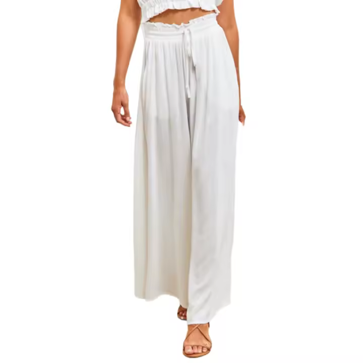 Banda elástica para mujer, pantalones de pierna ancha con cintura alta de ropa de mujer de moda - 1