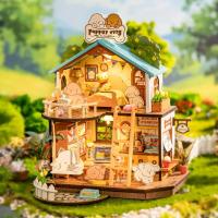 Robotime Rolife Villa de Cachorro Miniata Kit de Juego de Rompecabezas de Madera para Niños y Familia Decoración del Hogar DIY - details 8