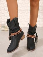 Nuevas botas de mujer de tubo medio pero cabeza redonda hasta la rodilla - details 3