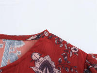 Blusa de Mujer OUWU 2025 Cuello Redondo, Manga Abombada, Estampado Floral, Botones - details 5