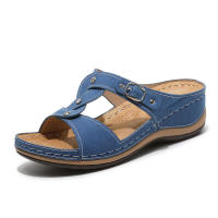 Sandalias 2025 con diamantes de imitación, punta redonda, tacón plano, estilo hueco, zapatos cómodos de mujer para verano - details 2