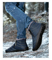 Botas de invierno informales para hombre, botines de terciopelo, impermeables, con doble cremallera, botas de nieve, zapatos de algodón antideslizantes cálidos para exteriores - details 14