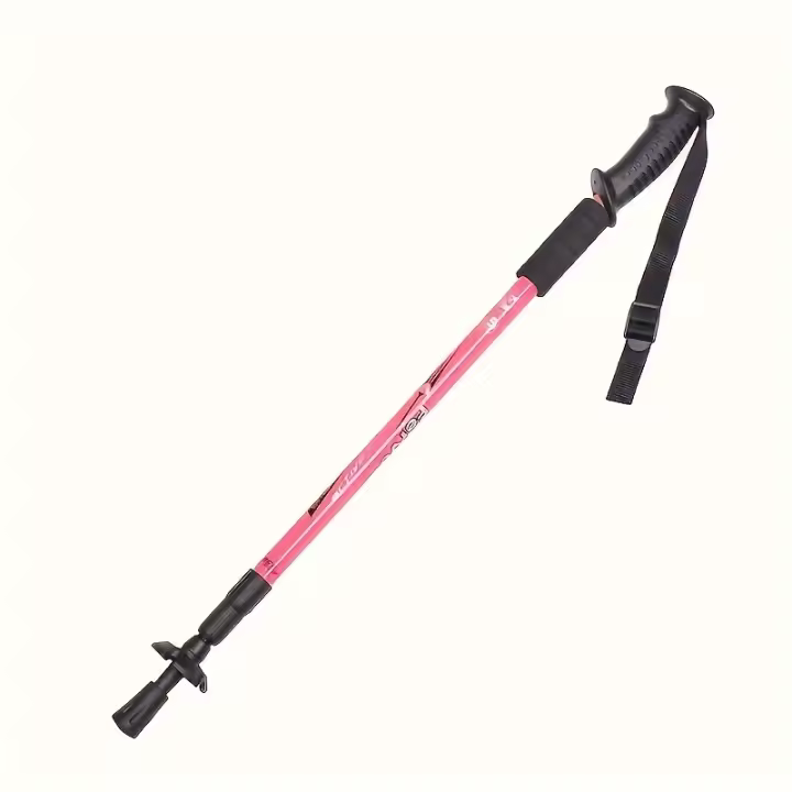 Bastón de Trekking de Color para turismo al aire libre, muleta de senderismo y escalada al aire libre, poste de Trekking recto de aleación de aluminio - 1