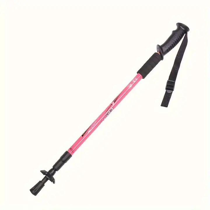 Bastón de Trekking de Color para turismo al aire libre, muleta de senderismo y escalada al aire libre, poste de Trekking recto de aleación de aluminio - 1