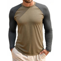 Camisetas Largas para Hombres Moda Casual con Color Contraste Perfecto para Primavera Otoño - details 6