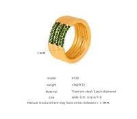 Nueva única Capa geométrica de Maple inoxidable anillo de circio cúbico de alta calidad de metal Textura de la joyería de moda Damas - details 1