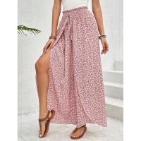 Pantalones de pierna ancha para mujer en verano Chic Moda elegante con cintura elástica y diseño floral - details 2