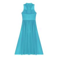 Elegante Traje de Patinaje de Hielo para Mujeres Leotardo de Ballet de Malla Transparente sin Mangas Traje de Baile Lírico Contemporáneo - details 11