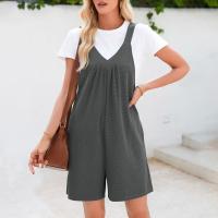 Explosión De Verano Modelos En Europa Y Estados Unidos Ropa De Mujer, Tirantes De Color Sólido V-cuello Mono Pantalones Cortos Mujer - details 6