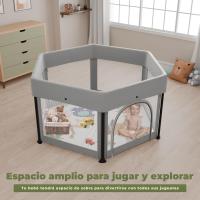 Parque Infantil Bebe Plegable 126x126cm + Alfombra Bebe + 2 Agarraderas – Corralito Bebe con Malla Transpirable sin Montaje – Parque de Juegos Bebe – Cuna Bebe Parque Bebe - details 7