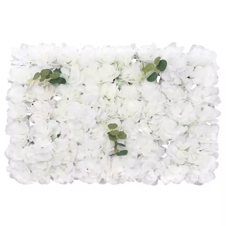 Paneles de pared de flores artificiales, telón de fondo de hortensia falsa y rosa, 24x16 pulgadas, paquete de 12 - 1