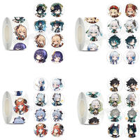 Juego de pegatinas de impacto Genshin, pegatinas de dibujos animados, Zhongli, Xiao, Yae, Miko, Raiden, Shogun, Nahida, Kamisato, Ayaka, Wanderer, regalo, 500 unids/set - details 0