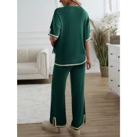 Ropa de mujer de moda 2025 primavera y verano temperamento casual de manga corta conjunto de pantalones de punto - details 44