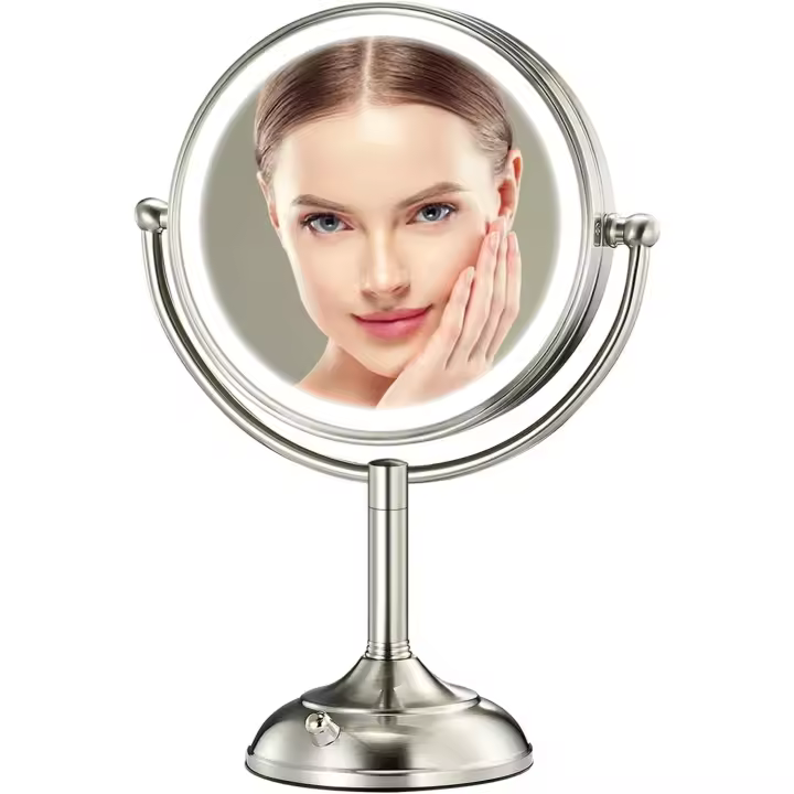 Espejo de aumento profesional de 8,5 pulgadas, grande, iluminado, más brillante, 1X/10X True HD, con luces regulables de 3 colores, 90 sin sombras - 1