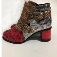 Botas martin vintage para mujer, botas cortas estampadas informales, zapatos para mujer - details 5
