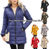 Chaqueta larga acolchada con capucha para mujer, abrigo ligero resistente al agua - details 0