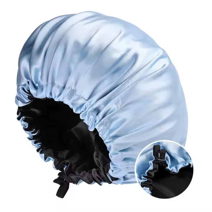 Gorro de Sátin de Doble Capa Ajustable Reversible Talla Grande Ideal para Cuidado del Cabello - 1