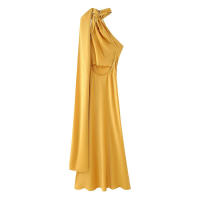 BUNO-Vestido de fiesta con cuello Halter y cinta de satén para mujer, vestidos elegantes sin espalda y hombros descubiertos, batas lisas para primavera 2025 - details 33